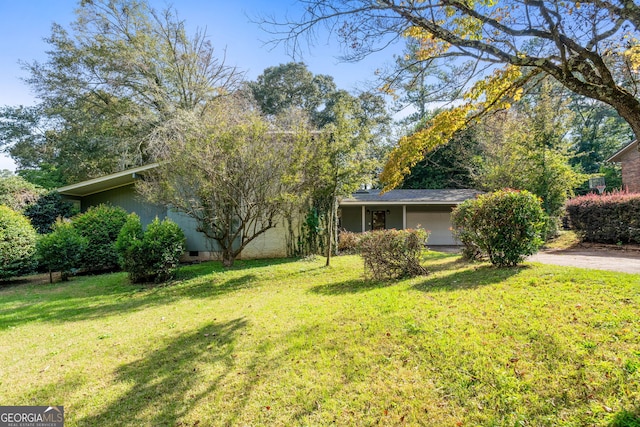 view of front facade with a front lawn and a garage