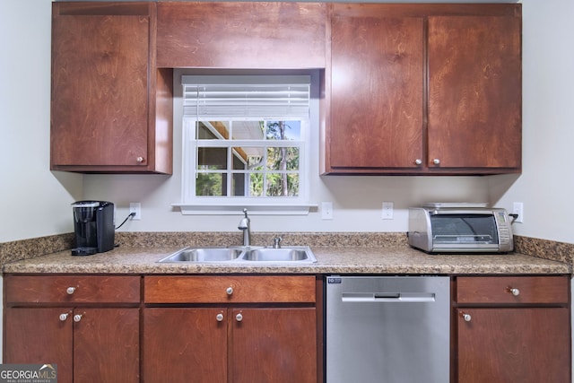 kitchen with sink and stainless steel dishwasher