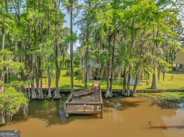view of dock featuring a water view