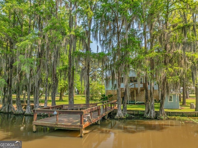 dock area featuring a water view