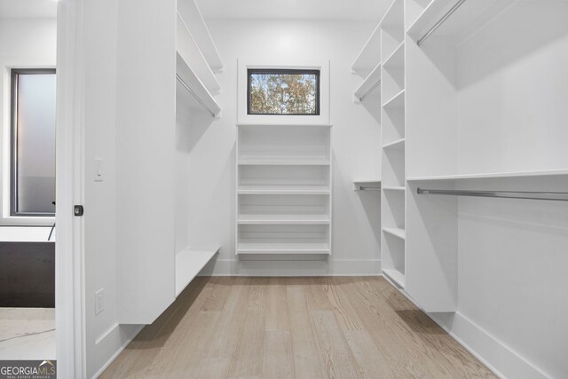 walk in closet featuring light hardwood / wood-style floors