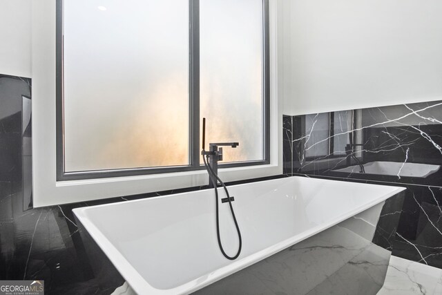 bathroom with a washtub