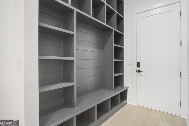 mudroom featuring light wood-type flooring