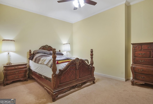 1565 Mountain Shadow Trl, Stone Mountain, GA 30087 - bedroom with baseboards, a ceiling fan, carpet flooring, and ornamental molding