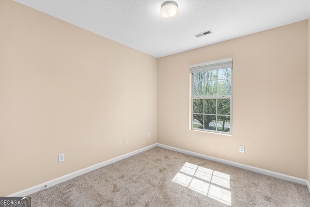 empty room featuring carpet flooring and a textured ceiling