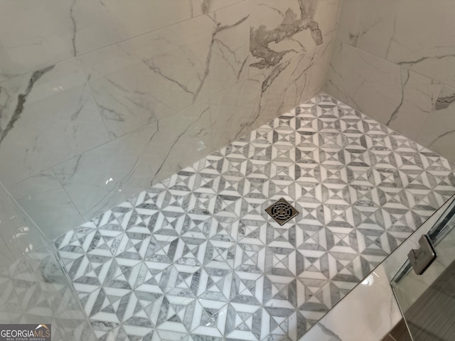 interior details with tiled shower