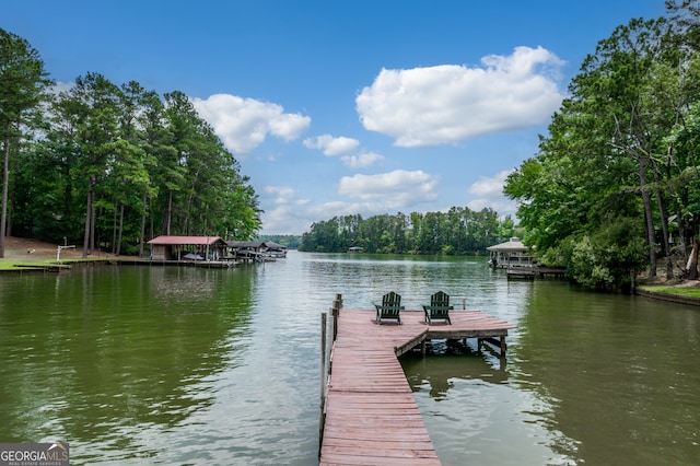 dock area featuring a water view