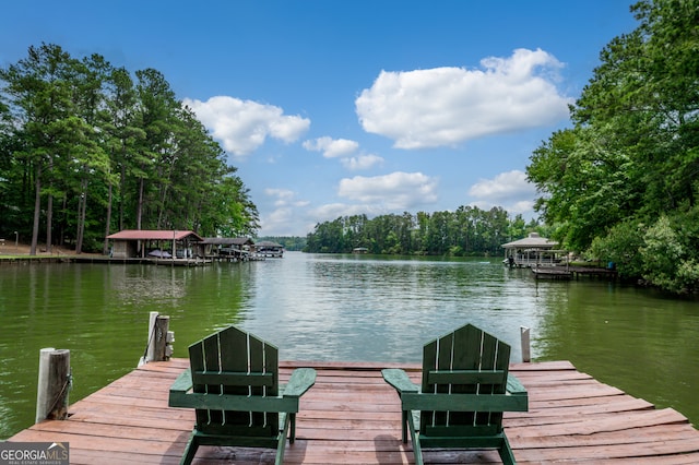 view of dock featuring a water view