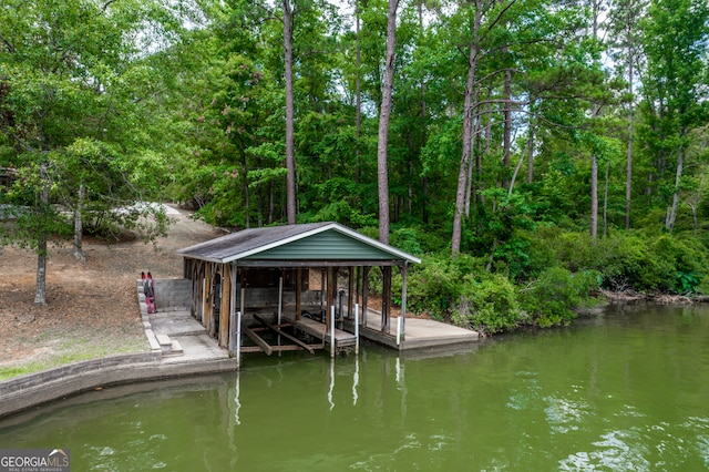 dock area featuring a water view