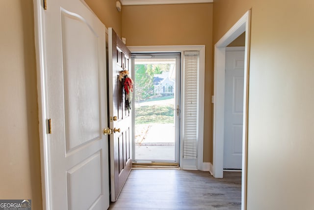 doorway featuring light hardwood / wood-style flooring