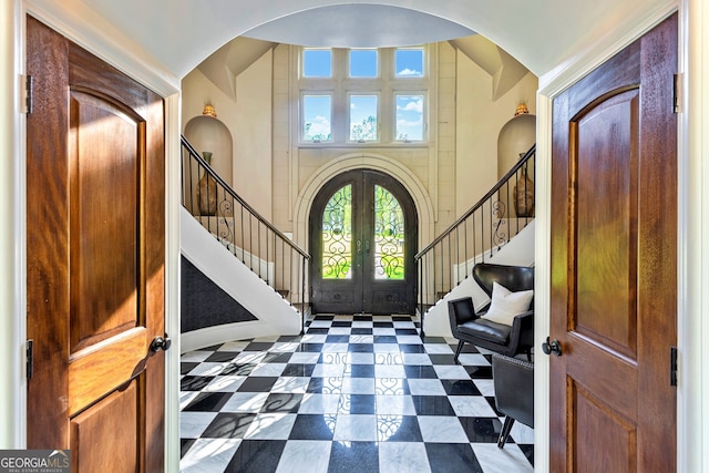 entryway featuring french doors