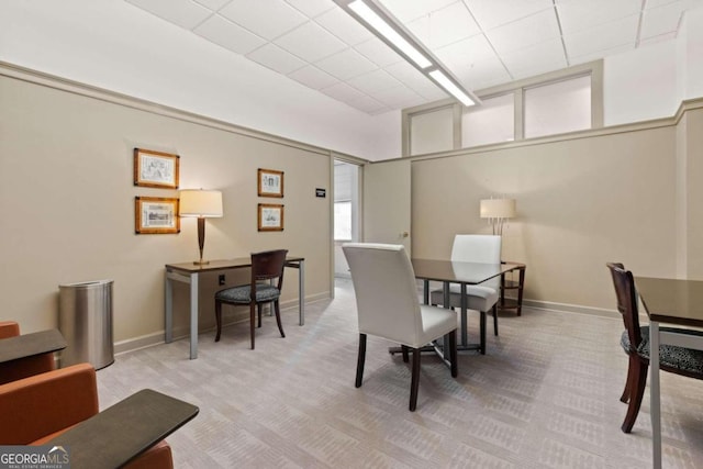 view of carpeted dining room