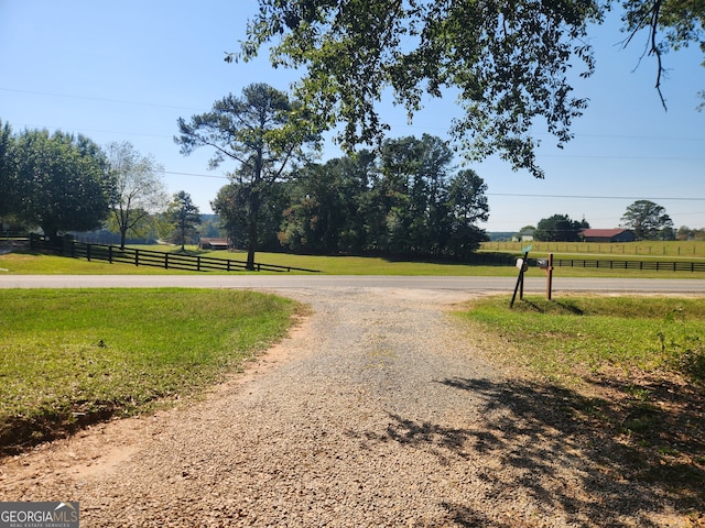 view of street with a rural view