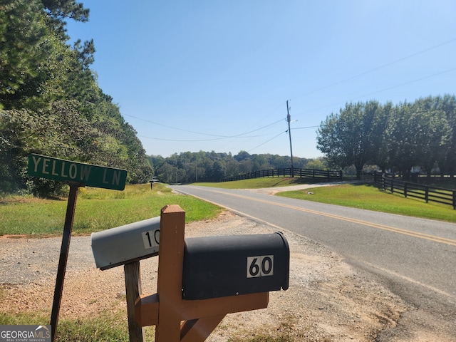 view of road featuring a rural view