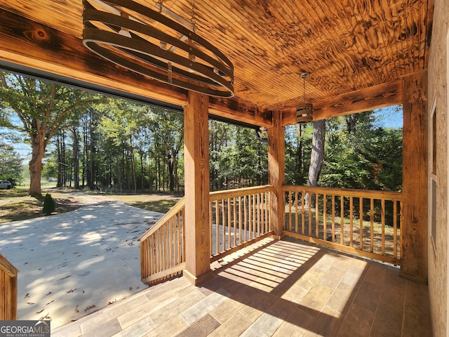 wooden deck featuring a patio area