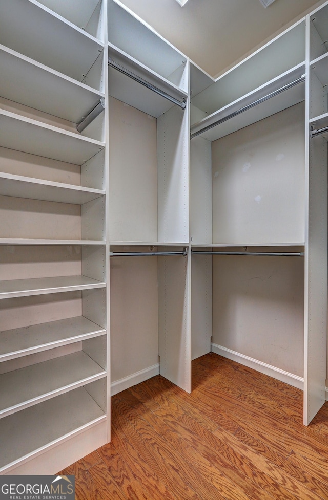 spacious closet with hardwood / wood-style flooring