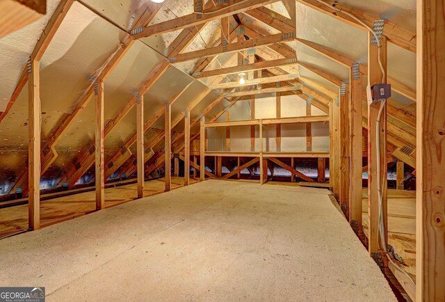 view of unfinished attic