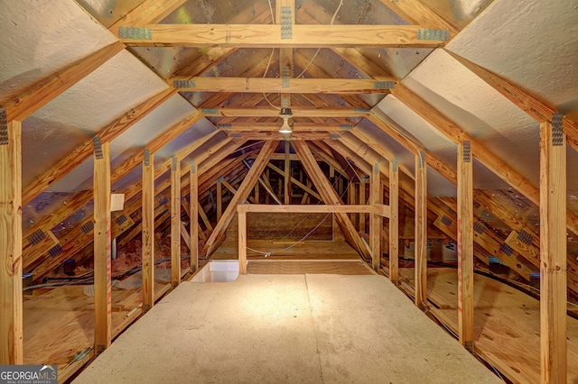 view of unfinished attic