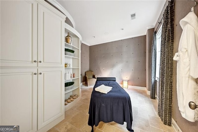 bedroom featuring ornamental molding