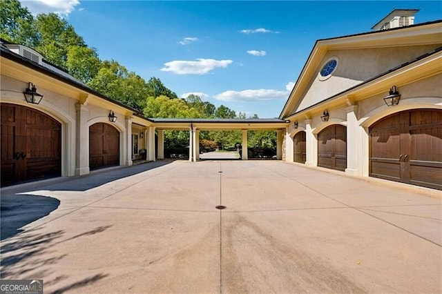 exterior space featuring a garage