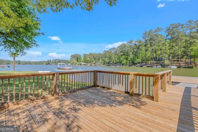 deck with a water view