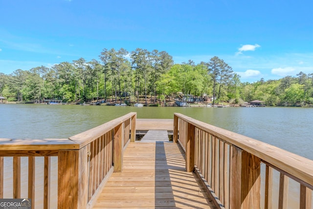 dock area featuring a water view