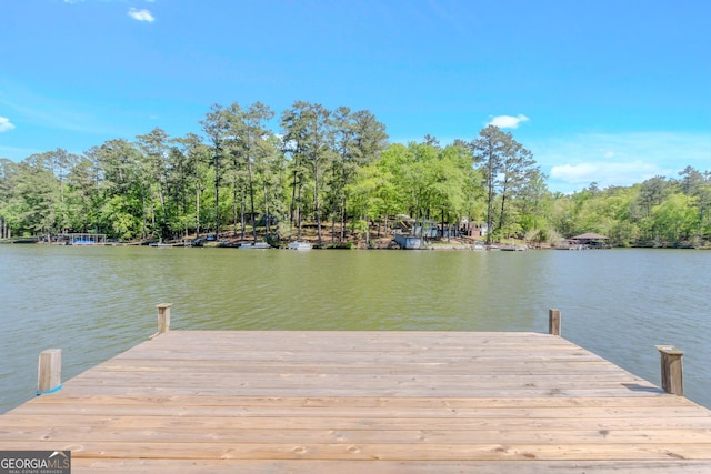 view of dock featuring a water view