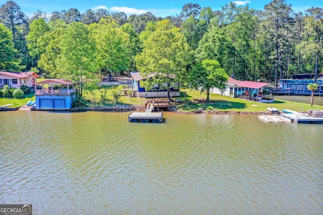 property view of water featuring a dock