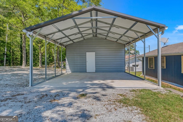 view of parking with a carport