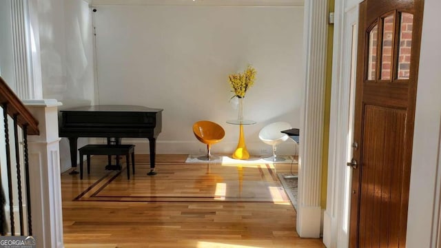 miscellaneous room with light wood-type flooring