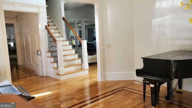 interior space with hardwood / wood-style flooring