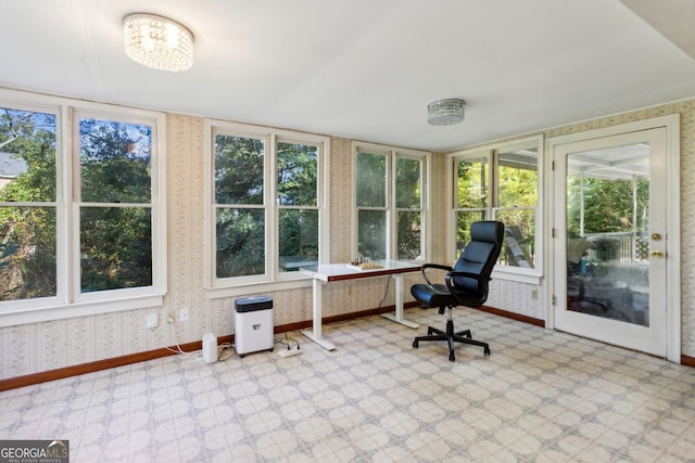 view of unfurnished sunroom