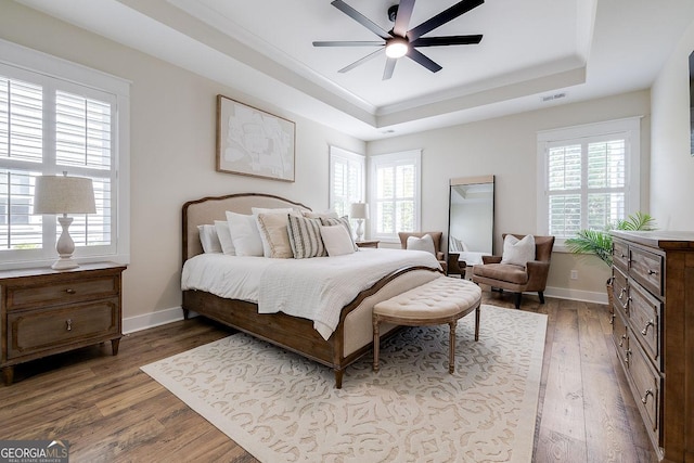 205 Park Chase, Pooler, GA 31322 - bedroom with a tray ceiling, multiple windows, wood finished floors, and baseboards