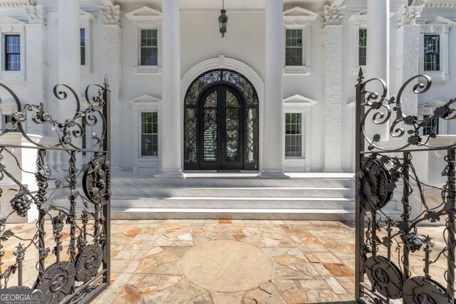 property entrance with french doors