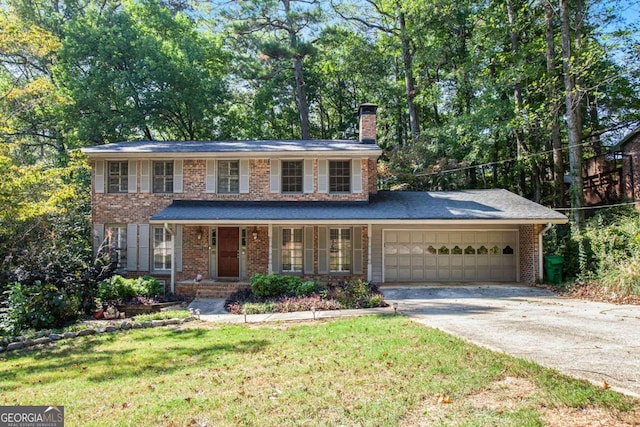 view of front of property featuring a porch and a front yard