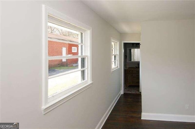 hall featuring dark hardwood / wood-style floors