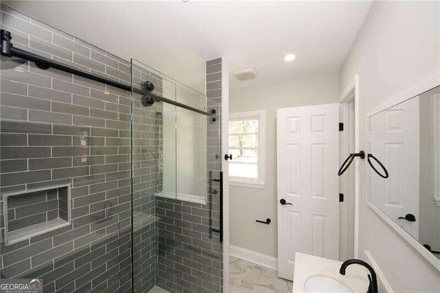 bathroom with walk in shower