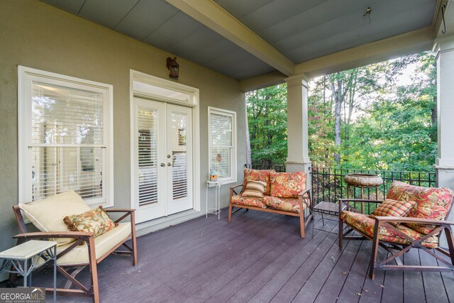 deck featuring french doors