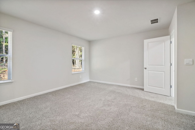 empty room featuring light carpet and a wealth of natural light