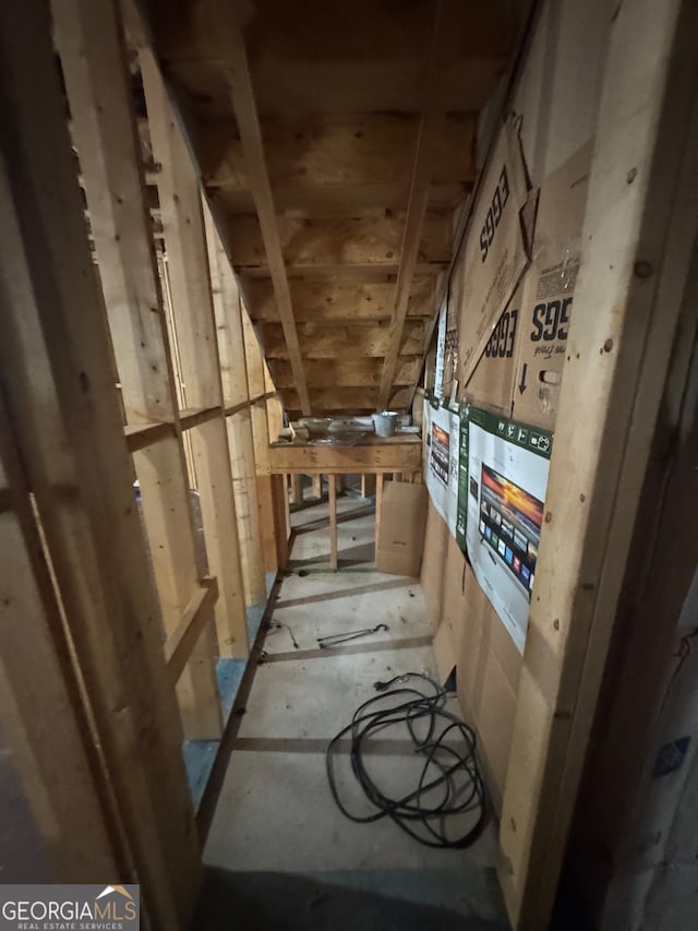 view of unfinished attic