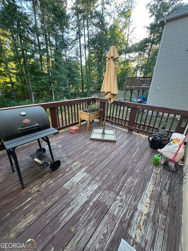 deck with a grill