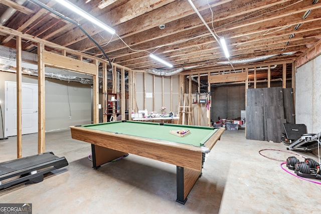 recreation room featuring concrete flooring and billiards