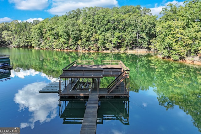 dock area featuring a water view