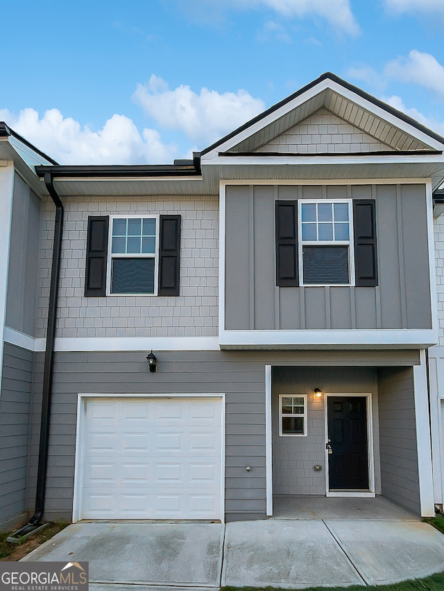 view of front of house with a garage