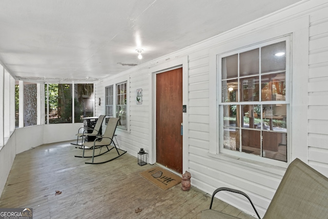 view of unfurnished sunroom