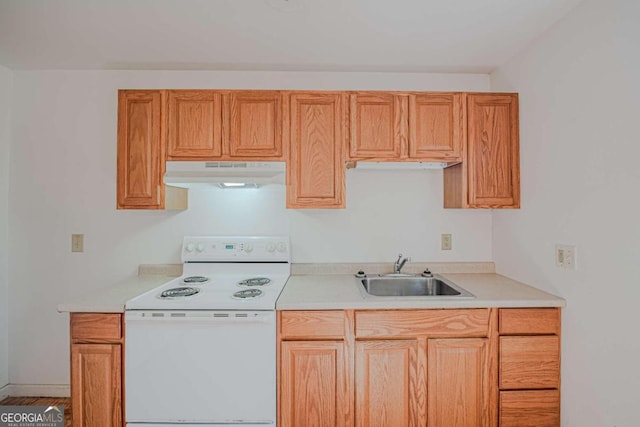 kitchen with range with electric cooktop and sink