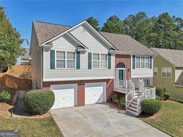 raised ranch with a garage