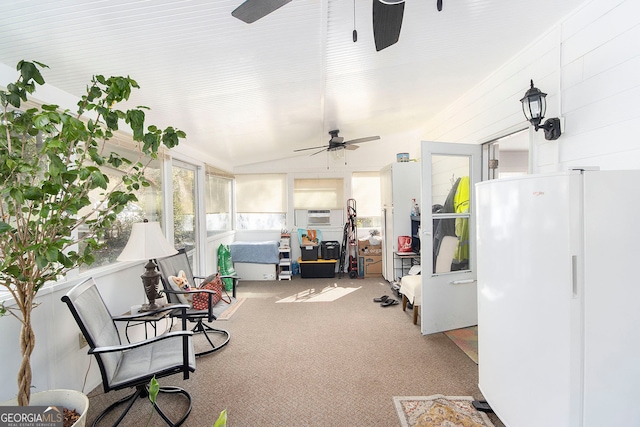 sunroom featuring lofted ceiling