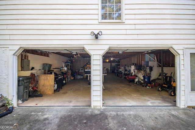 garage with electric panel