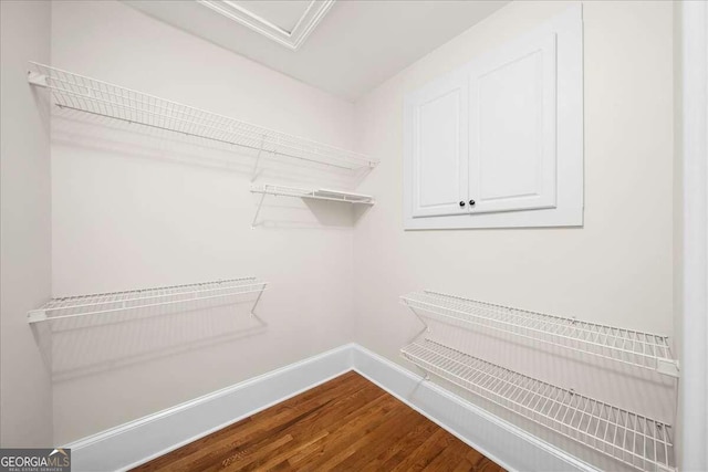 walk in closet featuring wood-type flooring